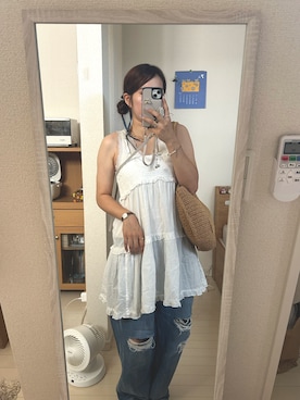 「アイテム（トートバッグ）」を使った、ｅｍａ ¨̮ さん（レディース・159cm・20代）の夏コーディネート