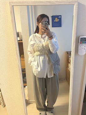 「アイテム（ローファー）」を使った、ｅｍａ ¨̮ さん（レディース・159cm）の秋コーディネート