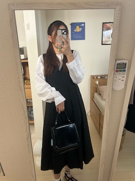 「アイテム（ジャンパースカート）」を使った、ｅｍａ ¨̮ さん（レディース・159cm）の秋コーディネート