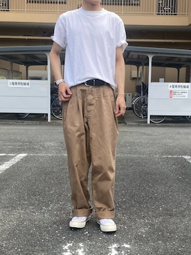 「みんなの白Tフェス」｜「アイテム（チノパンツ）」を使った、OKTさん（メンズ・167cm）の夏コーディネート