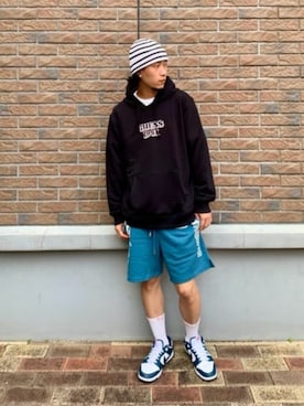 「Guess（ゲス）のアイテム（パーカー）」を使った、GUESS JAPANさん（メンズ・173cm）の夏コーディネート