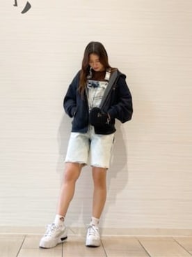 「Guess（ゲス）のアイテム（オールインワン・サロペット）」を使った、GUESS JAPANさん（レディース・158cm）の春コーディネート