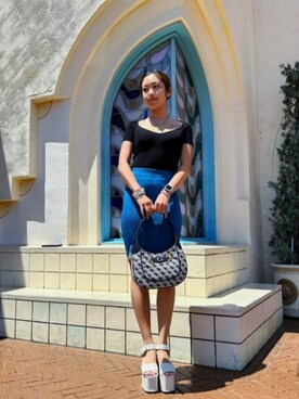 「フェミニンコーデ」｜「アイテム（その他トップス）」を使った、GUESS JAPANさん（レディース・163cm）の夏コーディネート