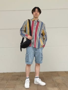 「アイテム（スウェット）」を使った、GUESS JAPANさん（メンズ・178cm）の夏コーディネート