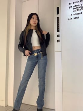 「Guess（ゲス）のアイテム（ライダースジャケット）」を使った、GUESS JAPANさん（レディース・161cm）の秋コーディネート