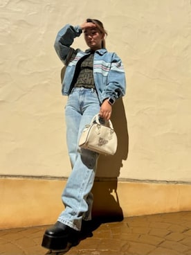 「Guess（ゲス）のアイテム（デニムジャケット）」を使った、GUESS JAPANさん（レディース・152cm）の夏コーディネート