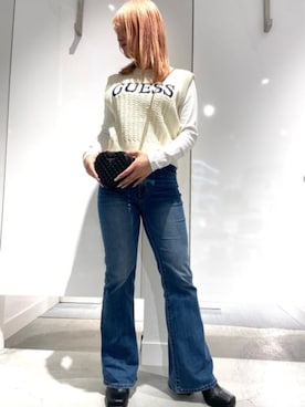 「Guess（ゲス）のアイテム（その他トップス）」を使った、GUESS JAPANさん（レディース・158cm）の春コーディネート