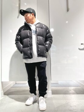 「Guess（ゲス）のアイテム（ダウンジャケット/コート）」を使った、GUESS JAPANさん（メンズ・163cm）の春コーディネート