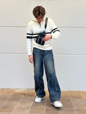 「Guess（ゲス）のアイテム（パンツ）」を使った、GUESS JAPANさん（メンズ・174cm）の冬コーディネート