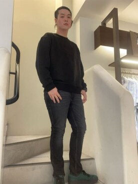 「Guess（ゲス）のアイテム（スウェット）」を使った、GUESS JAPANさん（メンズ・178cm）の春コーディネート