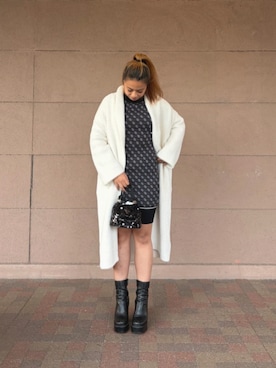 「ロングカーディガン」｜GUESS JAPANさん（レディース・160cm）の冬コーディネート