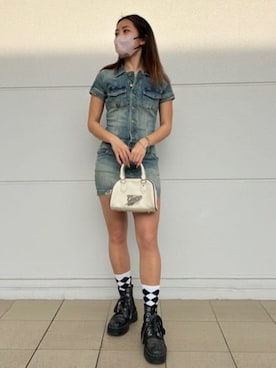 「デニムワンピース」｜GUESS JAPANさん（レディース・163cm）の夏コーディネート