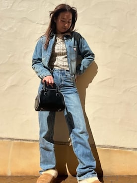 「Guess（ゲス）のアイテム（デニムジャケット）」を使った、GUESS JAPANさん（レディース・164cm）の春コーディネート