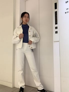 「ノースリーブニット」｜「アイテム（ブルゾン）」を使った、GUESS JAPANさん（レディース・161cm）の夏コーディネート