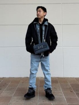 「GUESS」｜「アイテム（ブルゾン）」を使った、GUESS JAPANさん（メンズ・158cm）の冬コーディネート