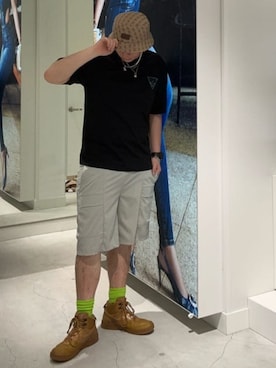 「Guess（ゲス）のアイテム（帽子）」を使った、GUESS JAPANさん（メンズ・178cm）の夏コーディネート