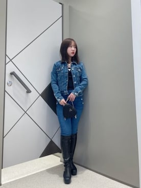 「Guess（ゲス）のアイテム（デニムジャケット）」を使った、GUESS JAPANさん（レディース・152cm）の春コーディネート