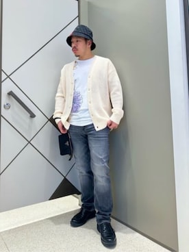 「Guess（ゲス）のアイテム（帽子）」を使った、GUESS JAPANさん（メンズ・167cm）の春コーディネート
