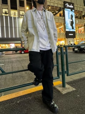 「Guess（ゲス）のアイテム（デニムジャケット）」を使った、GUESS JAPANさん（メンズ・164cm）の春コーディネート