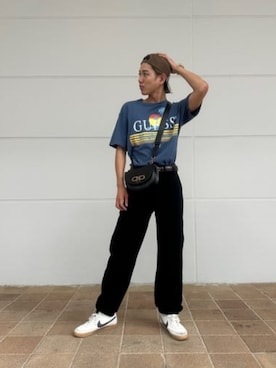 「Guess（ゲス）のアイテム（帽子）」を使った、GUESS JAPANさん（メンズ・174cm）の夏コーディネート