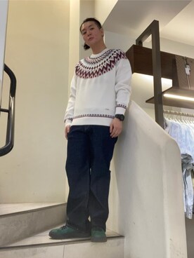 「Guess（ゲス）のアイテム（ニット/セーター）」を使った、GUESS JAPANさん（メンズ・178cm）の春コーディネート