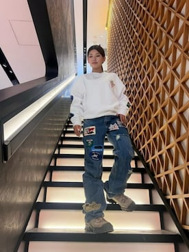 「メンズライクコーデ」｜「アイテム（スウェット）」を使った、GUESS JAPANさん（レディース・155cm）の秋コーディネート
