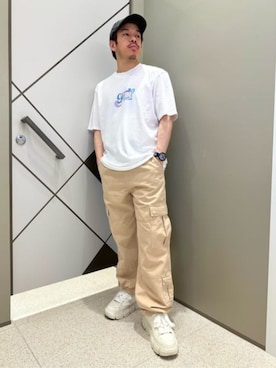 「Guess（ゲス）のアイテム（帽子）」を使った、GUESS JAPANさん（メンズ・167cm）の夏コーディネート