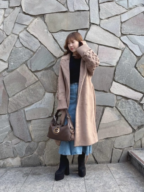 セール】LUCREZIA Faux Fur Knit Coat ロングコート （ムートンコート