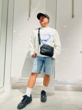 「Guess（ゲス）のアイテム（スウェット）」を使った、GUESS JAPANさん（メンズ・163cm）の春コーディネート