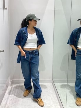 「Guess（ゲス）のアイテム（帽子）」を使った、GUESS JAPANさん（レディース・163cm）の春コーディネート
