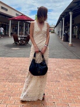 「マキシスカート」｜「アイテム（ワンピース/ドレス）」を使った、GUESS JAPANさん（レディース・163cm）の夏コーディネート