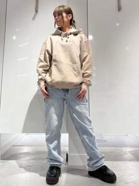 「ロゴパーカー」｜GUESS JAPANさん（レディース・158cm）の冬コーディネート