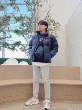 「Guess（ゲス）のアイテム（ダウンジャケット/コート）」を使った、GUESS JAPANさん（メンズ・172cm）の冬コーディネート