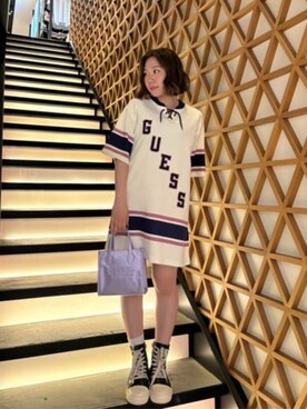 「Guess（ゲス）のアイテム（ワンピース）」を使った、GUESS JAPANさん（レディース・155cm）の夏コーディネート