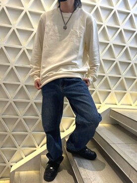 「Guess（ゲス）のアイテム（スウェット）」を使った、GUESS JAPANさん（メンズ・164cm）の春コーディネート