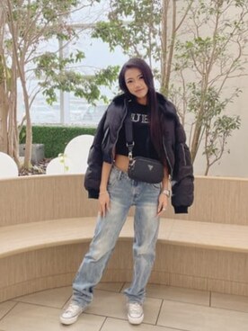 「Guess（ゲス）のアイテム（ブルゾン）」を使った、GUESS JAPANさん（レディース・157cm）の秋コーディネート