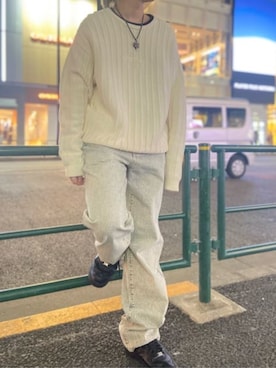 「Guess（ゲス）のアイテム（ニット/セーター）」を使った、GUESS JAPANさん（メンズ・164cm）の秋コーディネート