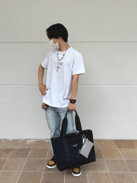「Guess（ゲス）のアイテム（Tシャツ/カットソー）」を使った、GUESS JAPANさん（メンズ・158cm）の夏コーディネート