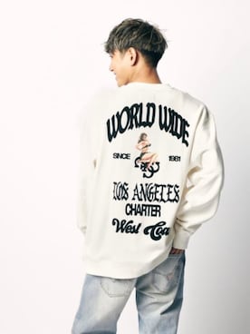「Guess（ゲス）のアイテム（スウェット）」を使った、GUESS JAPANさん（メンズ・174cm）の春コーディネート