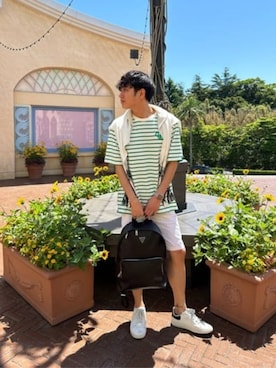 「Guess（ゲス）のアイテム（ニット/セーター）」を使った、GUESS JAPANさん（メンズ・174cm）の夏コーディネート