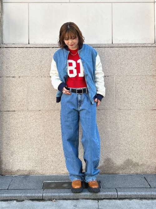 セール】GUESS JEANS Denim Letterman Jacket ジャケット スタジャン