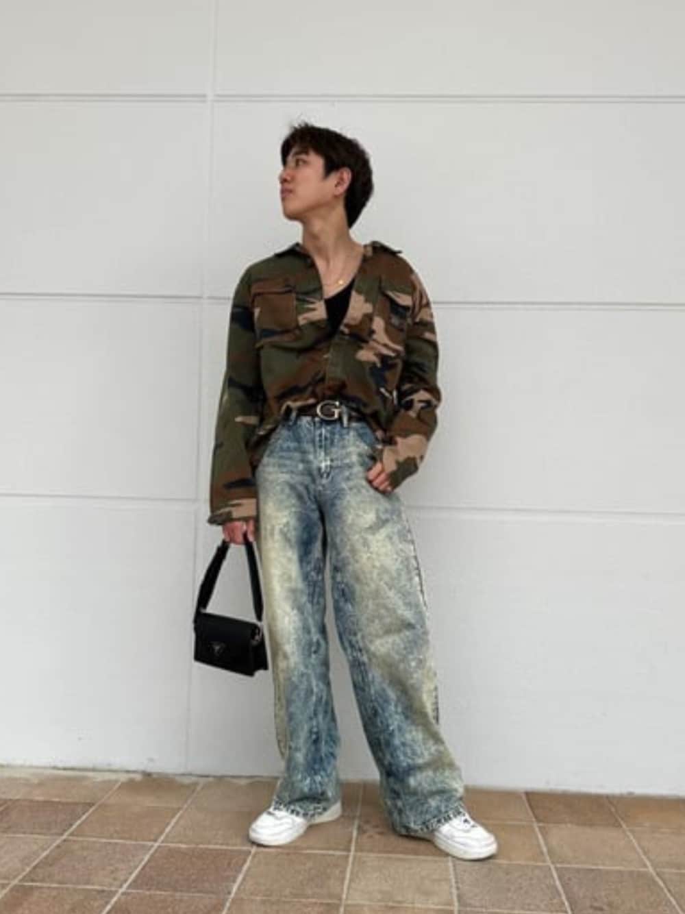 「guess、GUESS、カモフラ、カモフラ柄」｜「GuessのGUESS Originals Ripstop Overshirt（シャツ/ブラウス、その他）」を使った、GUESS JAPANさん（メンズ・174cm）の冬コーディネートの1枚目の写真