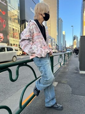 「Guess（ゲス）のアイテム（デニムジャケット）」を使った、GUESS JAPANさん（メンズ・164cm）の春コーディネート