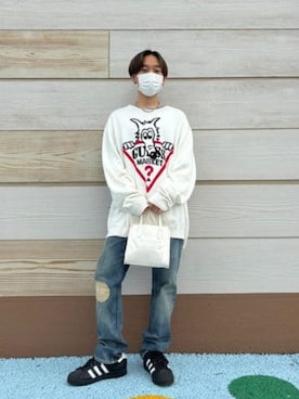 「Guess（ゲス）のアイテム（ニット/セーター）」を使った、GUESS JAPANさん（メンズ・158cm）の夏コーディネート