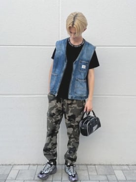 「ミリタリー」｜「アイテム（その他アウター）」を使った、GUESS JAPANさん（メンズ・180cm）の夏コーディネート