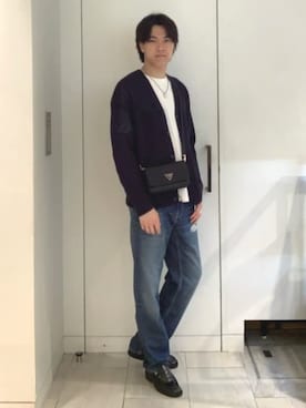 「Guess（ゲス）のアイテム（カーディガン/ボレロ）」を使った、GUESS JAPANさん（メンズ・178cm）の春コーディネート