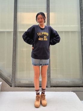 「アイテム（スカート）」を使った、GUESS JAPANさん（メンズ・163cm）の秋コーディネート