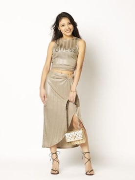 「Guess（ゲス）のアイテム（スカート）」を使った、GUESS JAPANさん（レディース・157cm）の夏コーディネート