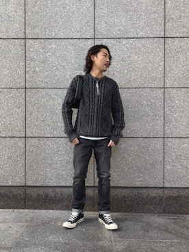 「メンズファッション」｜GUESS JAPANさん（メンズ・165cm）の冬コーディネート