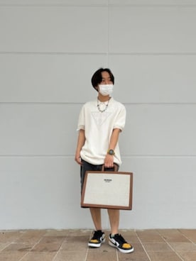 「Guess（ゲス）のアイテム（トートバッグ）」を使った、GUESS JAPANさん（メンズ・158cm）の夏コーディネート